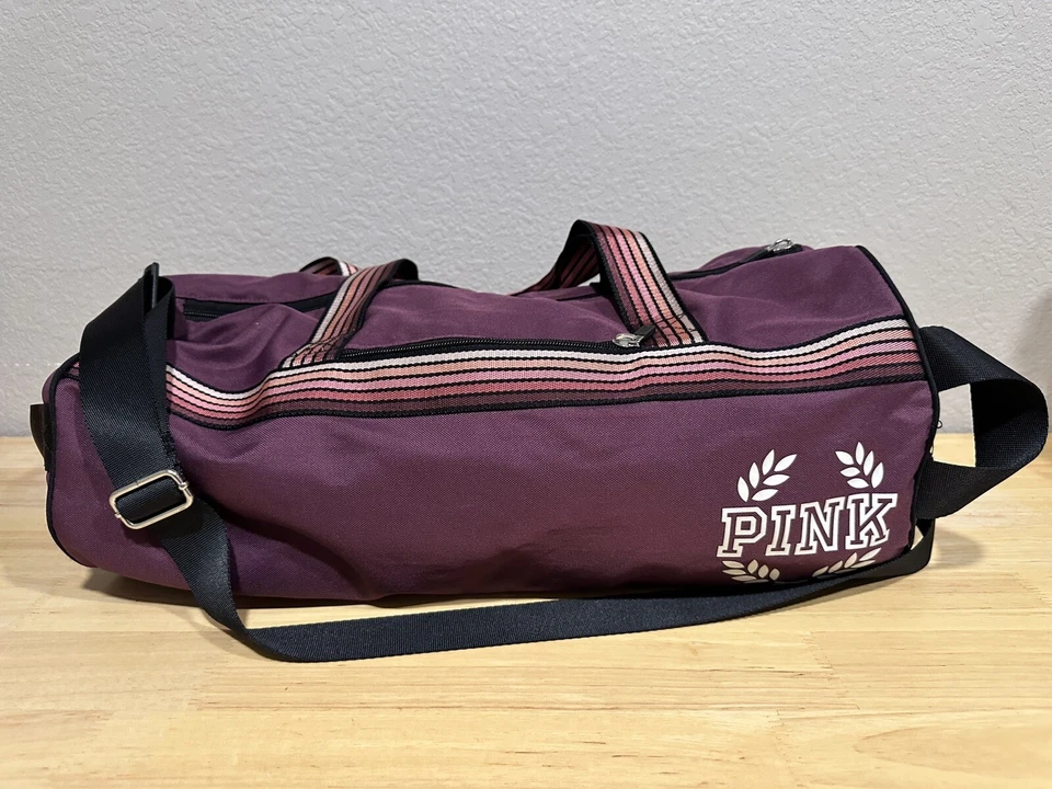 Victorias Secret Pink Retro Double Strap ORCHID Duffel Gym Tote Bag RARE. - Image 4 of 4