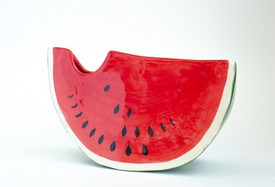 Red Ceramic Vase Watermelon Pottery Handmade Unique Ebay