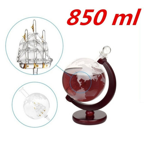 850ml Globe World Glass Crystal Whiskey Decanter Liquor Spirits Wine Bottle New - Picture 7 of 9