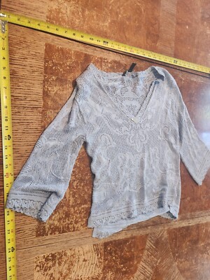 White House Black Market Baby Blue Long Sleeve Light Weight Pullover Top #S11
