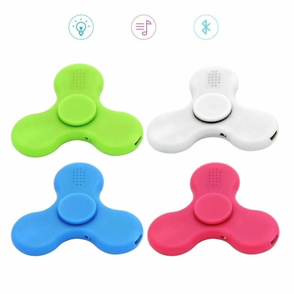 LED Light Switch MINI Bluetooth Speaker Music light up Fidget Spinner EDC  Hand Spinner For Autism And Kids Fidget Toy(Pink)