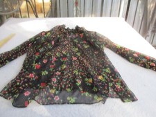 Womens black floral long sleeve shirt
