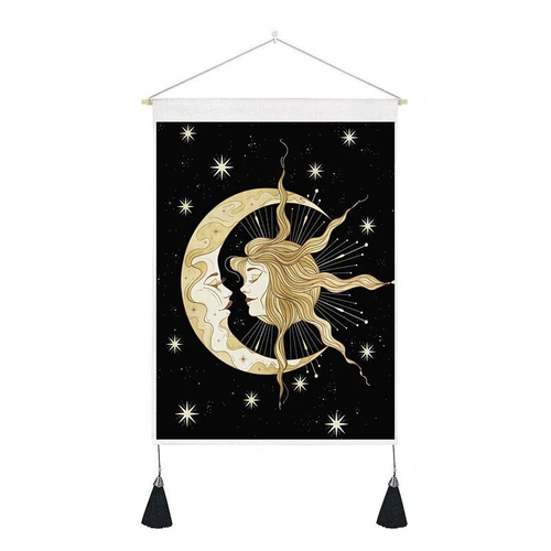 Bohemian Tapestry Tassel Moon Mountain Linen Cotton Home Door Wall Hanging Draw - Picture 36 of 37
