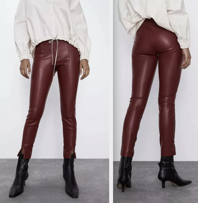 ZARA NEW SS20 FAUX LEATHER LEGGINGS RED SIZE XS M L XL XXL REF 9815/235  5427/226