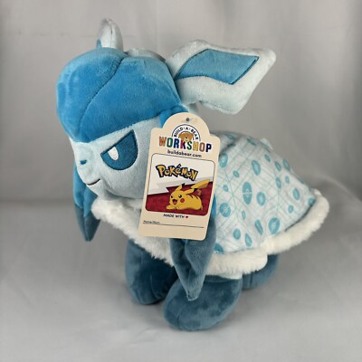 Build A Bear Pokemon Glaceon Stuffed Plush w/ Sleeper Cape & Sound S80