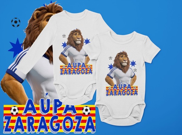 Body bebé aupa Zaragoza, Real, Zaragocista. 100% algodón. Manga larga o corta