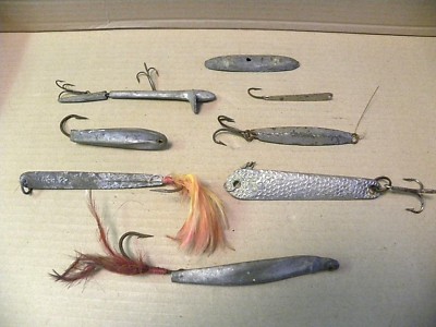 ANTIQUE / VINTAGE METAL FISHING LURE LOT -- 8 LURES - METAL - JIGGING -  SPOONS - | eBay