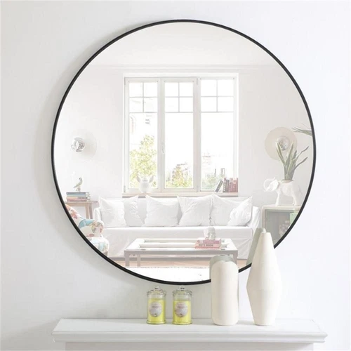 Elegant Decor Eternity 42" Round Metal Frame Mirror in Black - Picture 5 of 10