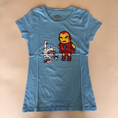 New Women's Tokidoki Iron Man Blue cotton T-shirt Size M or L - 第 1/1 張圖片