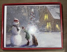 Box Of 20 Christmas Cards, Snowman, Warmest Wishes For A Very Merry Christmas