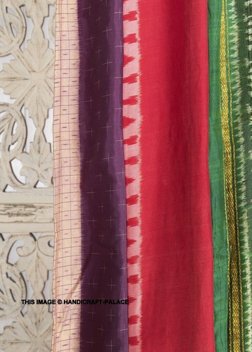 Indian Vintage Sari Patchwork Curtain Drape Window Decor Multi Silk Sari Curtain - Picture 4 of 4