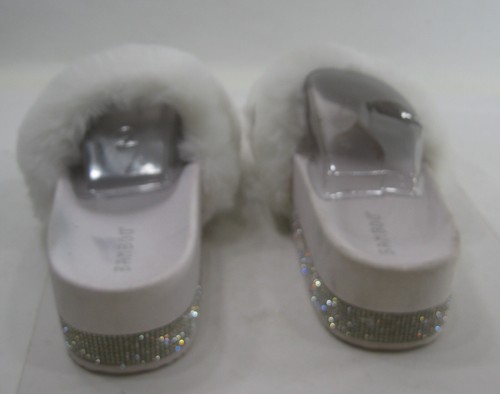 Sandalias BLANCAS PLATEADAS Slip On FURRY 2" PLATAFORMA MUJER Talla 11 - Imagen 7 de 8
