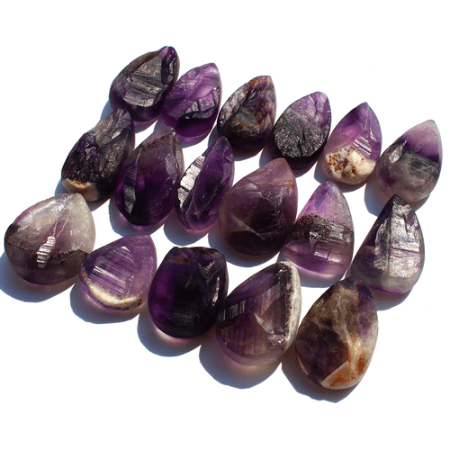 17 Pcs Natural Brazilian Amethyst Raw Face 19mm-24mm Pear Druzy Loose Gemstones - Picture 10 of 14