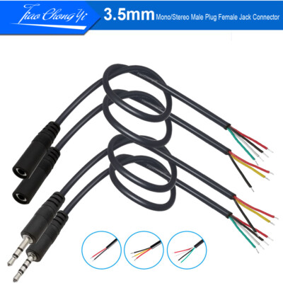 Audio Cord AUX3.5mm Stereo Male Female Jack 2pin 3 4Pin Wire DIY Pigtail Cable