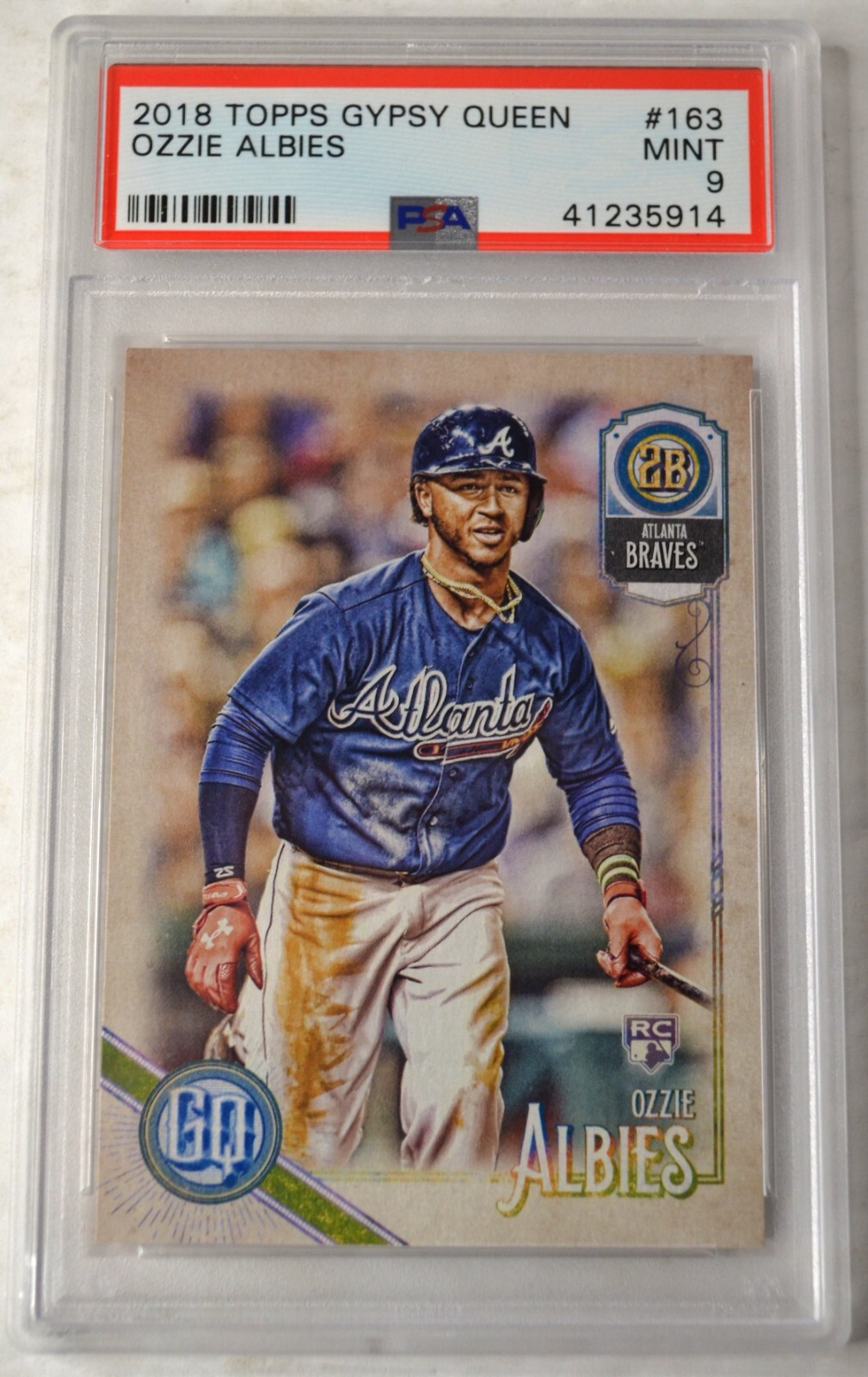 2018 TOPPS GYPSY QUEEN OZZIE ALBIES ROOKIE CARD #163 GRADED PSA 9 MINT
