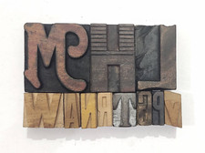 Vintage Letterpress 11 Mix Letters Wood Type Printers Block Collection BL-758