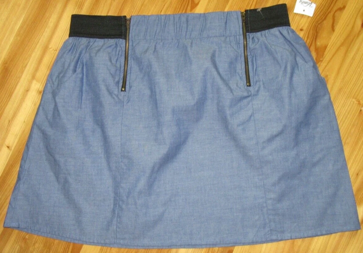Vanity XL Skirt Pull On 2 Front Pockets 2 Front Zip Light Weight Skirt NWT Cute!