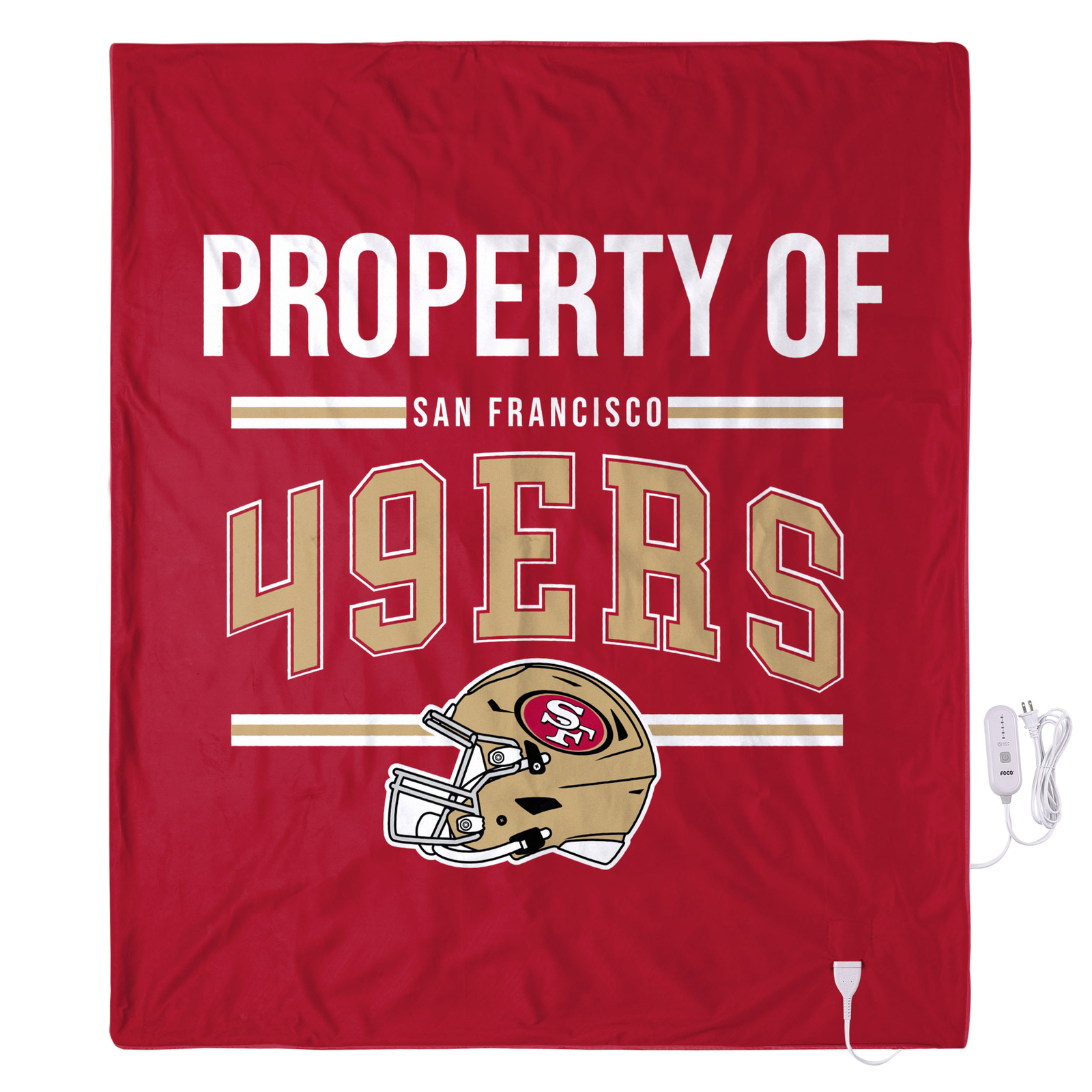 Эксклюзивное одеяло FOCO NFL San Francisco 49ers с подогревом, 50x60