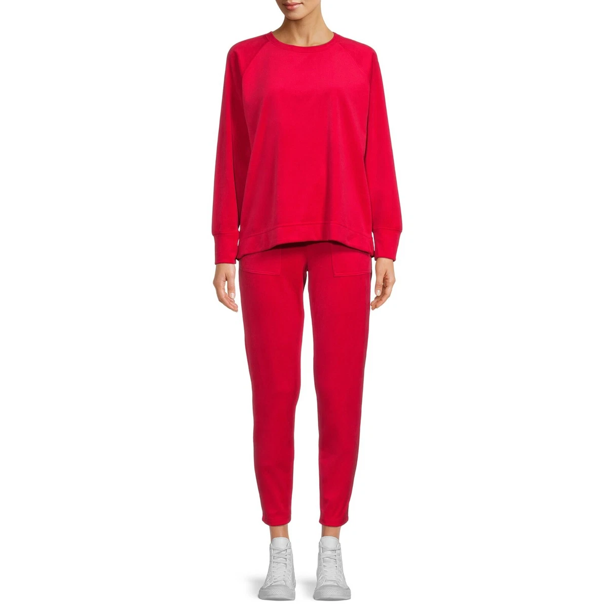 Time & Tru red velour sweatshirt & pants joggers set NWT womens