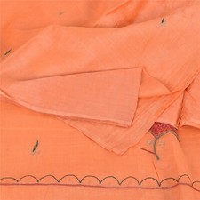 Sanskriti Vintage Indian Peach Sarees Pure Silk Hand Beaded Premium Sari Fabric