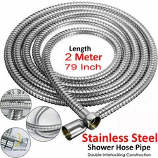 79" Extra Long Shower Head Hose Handheld Stainless Steel Bathroom Flexible Tube