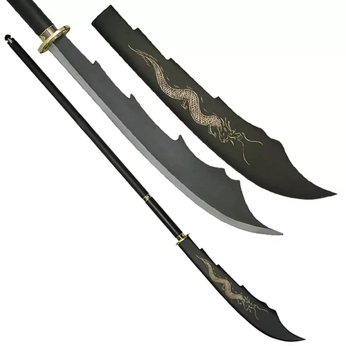 Black Dragon Naginata - High-Quality Metal Blade with Cover - Overall 63.5"