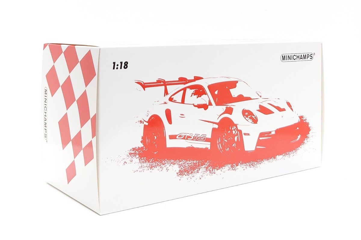 Minichamps 1:18 Porsche 911 GT3 RS (992) in White / Pyro Red
