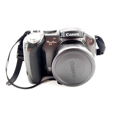Canon PowerShot S3 IS 6.0MP Digital Camera Black No Memory Card Tested & Works