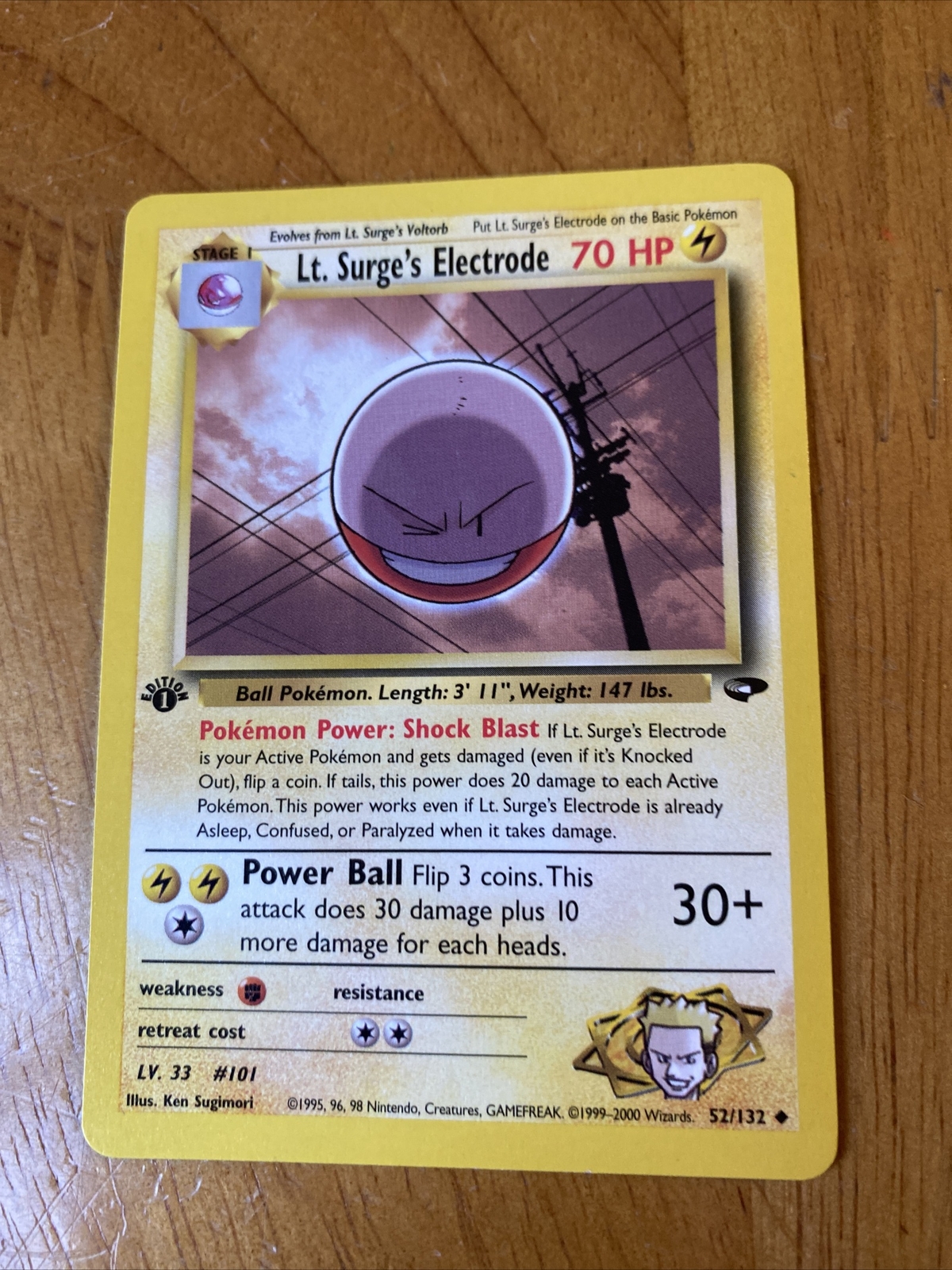 LT. SURGE’S ELECTRODE - 1st Edition Gym Challenge - 52/132 - Uncommon - NM