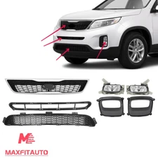 Fit 2014-15 Kia Sorento EX LX  Front Bumper Grille and Fog Light Cover Set 7pcs