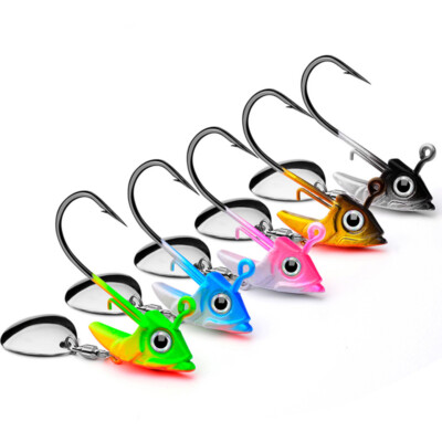 5Pcs Underspin Jig heads Fishing Hooks Spinner Lure Bass