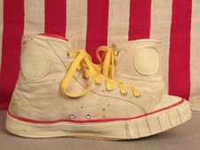 Vintage 1950s Empire White Canvas Basketball Sneakers High-Top Shoes Sz.8.5 USA
