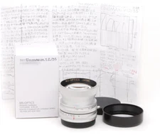 New MS-OPTICS Elnomaxim 55mm F/1.2 Leica M Mount Silver Lens w/Hood