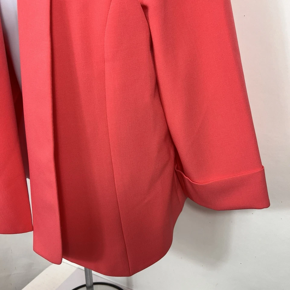 Evan Picone Black Label Jacket Women's Size 8 Open Front Blazer 3/4 Sleeve Pink - Image 4 of 4