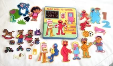 Vtg Elmo Goes To School Board Book Sesame St Felt Kids Play Set, DORA, 3 Bears +