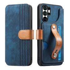 For Samsung Galaxy S26 Ultra S25 FE S24 S23 RFID Leather Wallet Case w Wristband