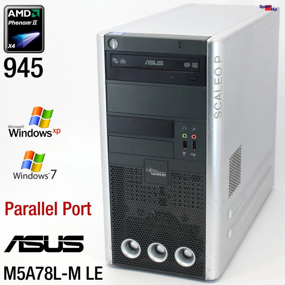 ASUS M5A78L-M LE AMD PHENOM X4 945 COMPUTER PC 500GB PARALLEL PORT WINDOWS XP 7