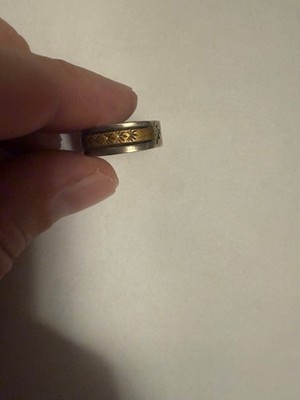 Keith James K - Navajo Native American 12KGF Overlay Sterling Silver Ring SZ 7