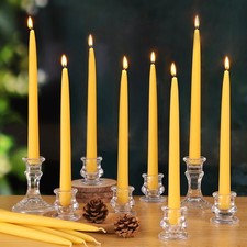 12 Pack Beeswax Taper Candles, 10in Dripless Pure Beeswax Candlesticks, 8 Hou...