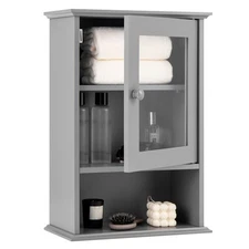 Wall Mounted Bathroom Cabinet Storage Organize Hanging Medicine Adjustable Shelf