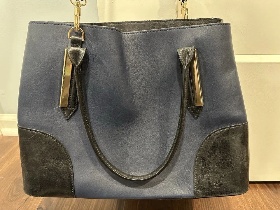 Antonio Milani Bolso de Hombro Cartera Azul Oscuro/Negro/Plata Foto 2 de 4