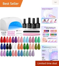 All-in-One Beetles Gel Nail Set - 31Pcs, UV Light, 20 Colors & Pro Top Coats