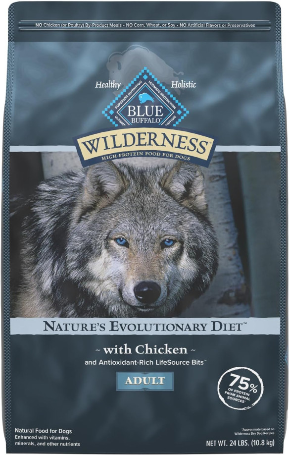 Blue Buffalo Wilderness Chicken Recipe High-Protein Adult Dry Dog Food, 24 lb