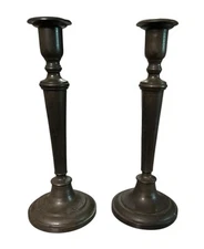 Vintage Pewter Single Light Taper Candle Holder Mid Century Modern