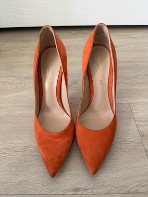 Sergio Rossi Women's Suede Orange Color Heels Pumps Size 8