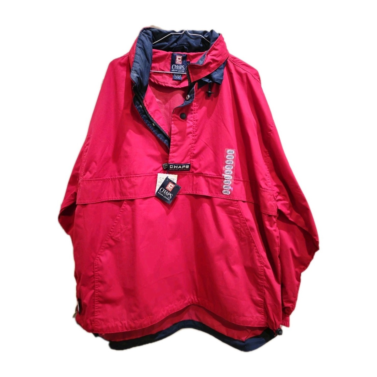 Vintage Chaps Ralph Lauren Anorak Jacket Red Mens Large Hooded NWT
