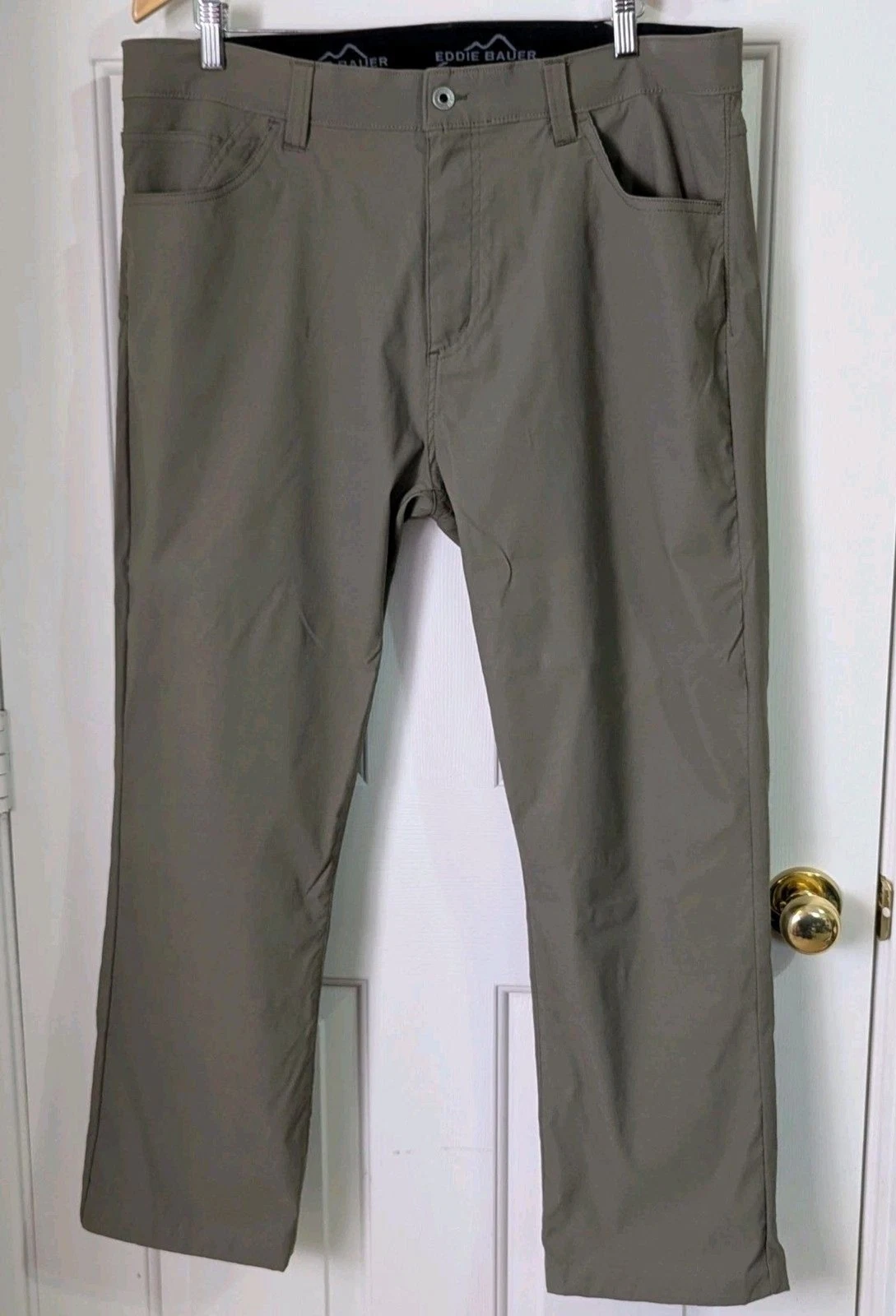 Eddie Bauer Mens Dri-fit Chino Pants 38x30 Beige Flex Stretch Water Resistant
