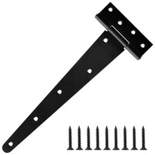 Heavy Duty Fence Gate Hinges for Wood 12 Inch 6 Pack Black T Strap Garden She...