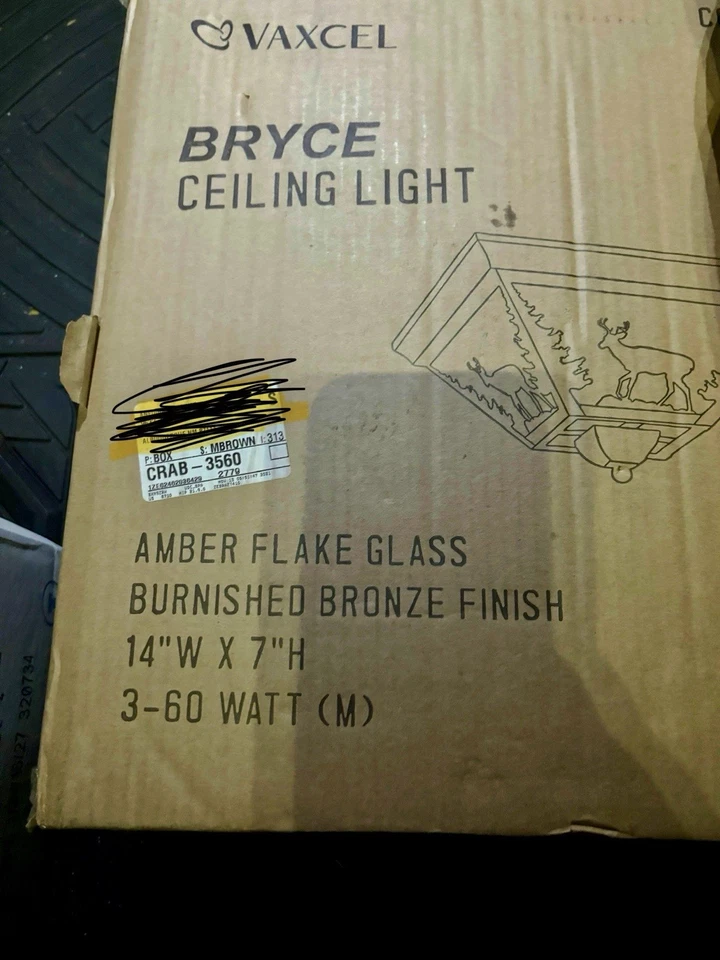 Vaxel Lighting CC55414 Bryce 3 Light Flush Mount Indoor Ceiling - Bronze 2Pices - Image 3 of 4
