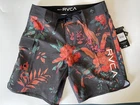 NEW w TAGS, $60 RVCA Swim Trunks-Boardshorts, 18" Mens, Black/Floral